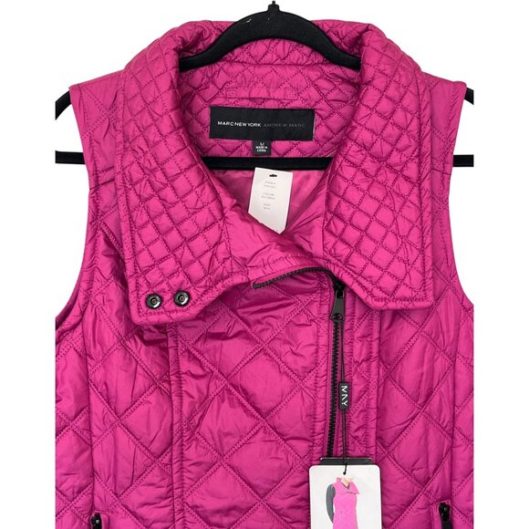 Marc New York Andrew Marc Fuchsia Quilted Zip Vest Size Medium NWT - Picture 4 of 11